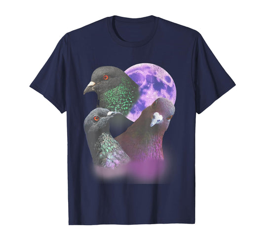 Funny Pigeon Shirt - Funny Pigeons Howling at the Moon T-Shirt