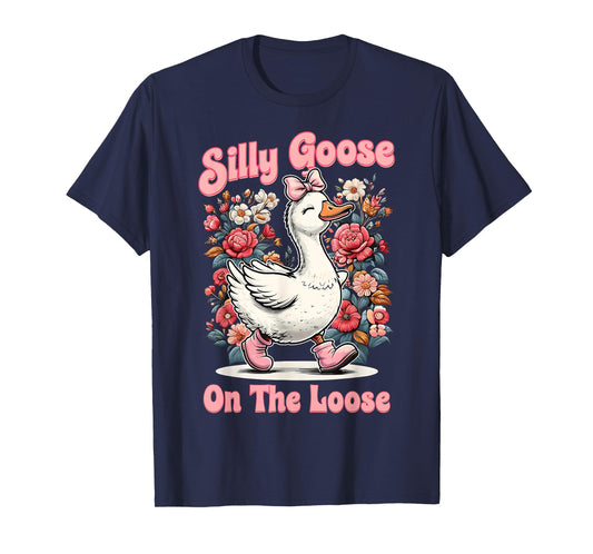Silly Goose Mommy Funny Floral Silly Goose Mama Mother's Day T-Shirt