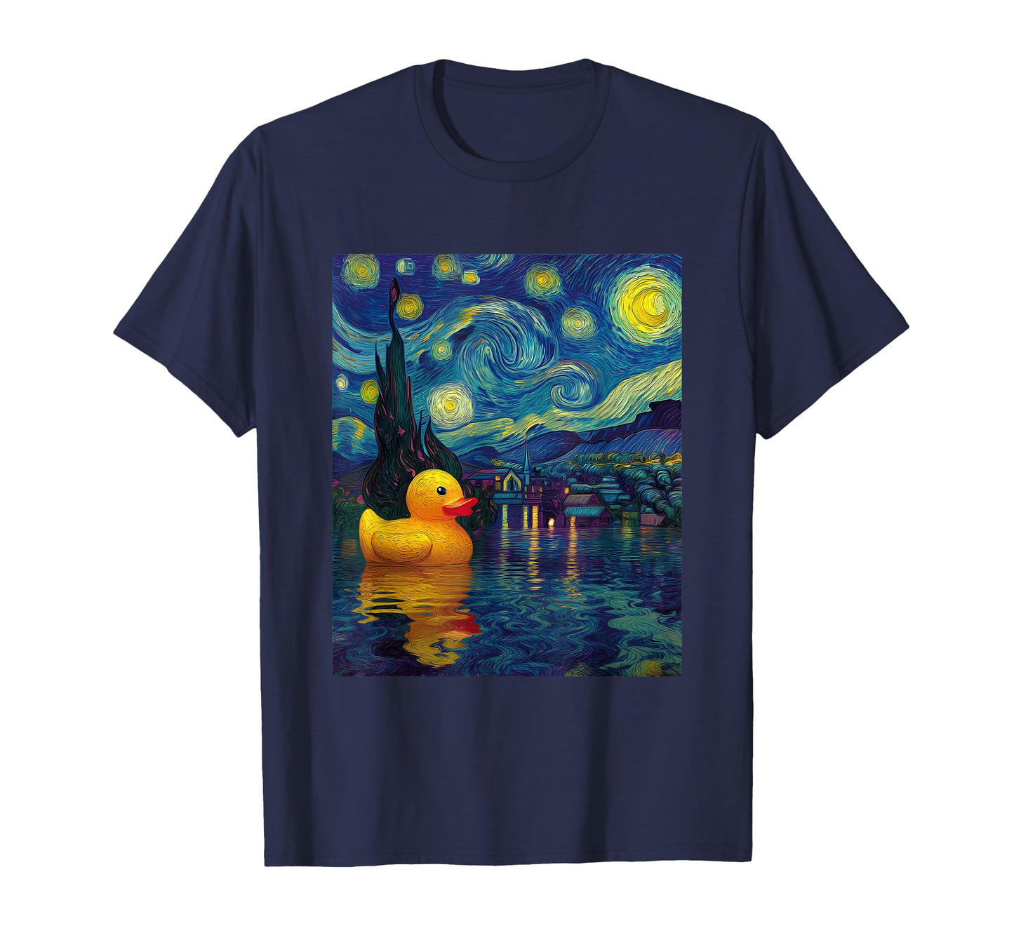 Rubber Duck Duckie Ducky Van Gogh Style Starry Night Funny T-Shirt