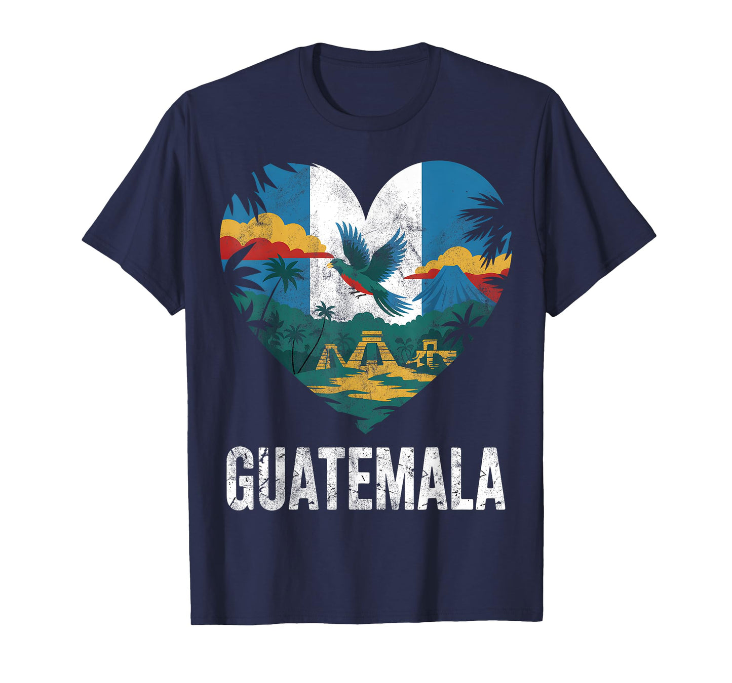 Guatemala Flag Heart Distressed T-Shirt