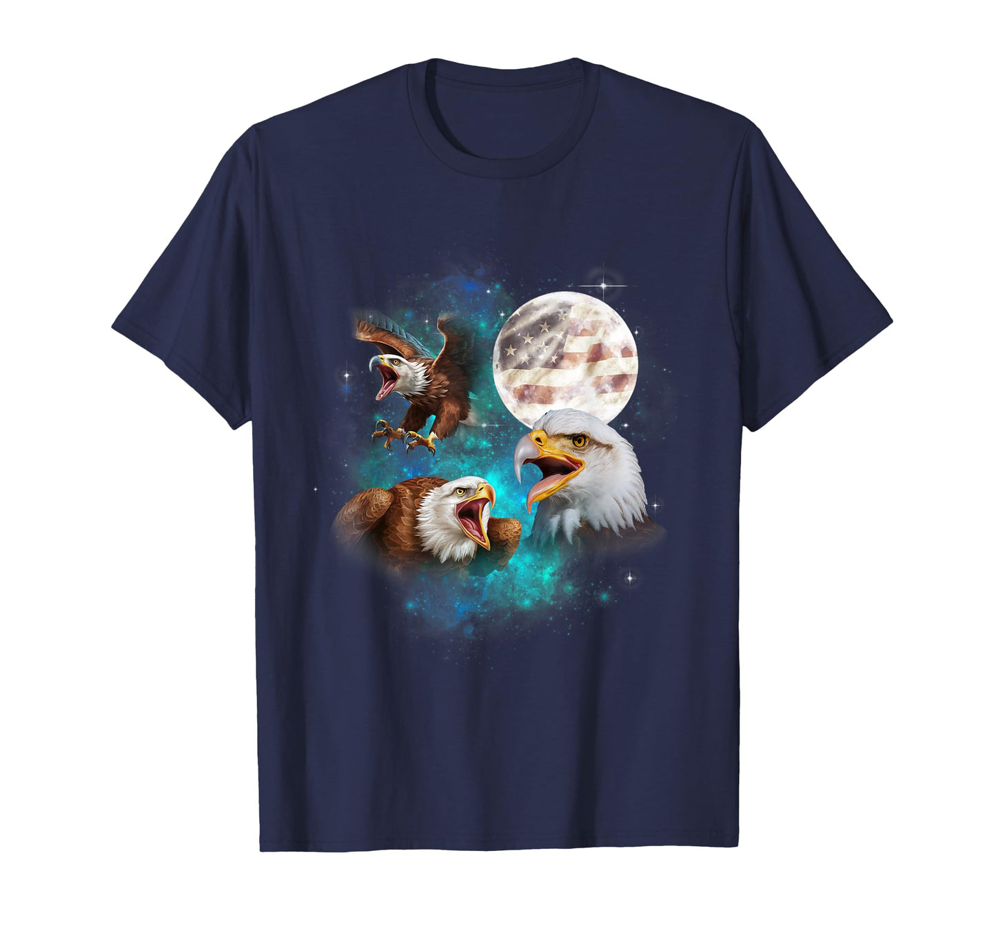 Bald Eagle USA flag American Flag Howl At Moon 4th of July T-Shirt