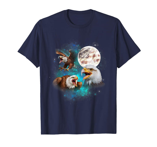 Bald Eagle USA flag American Flag Howl At Moon 4th of July T-Shirt