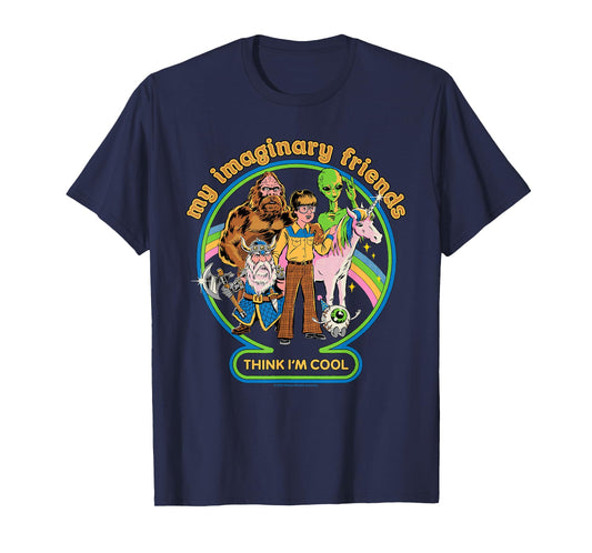 My Imaginary Friends Unicorn Alien Bigfoot Retro Adult Humor T-Shirt