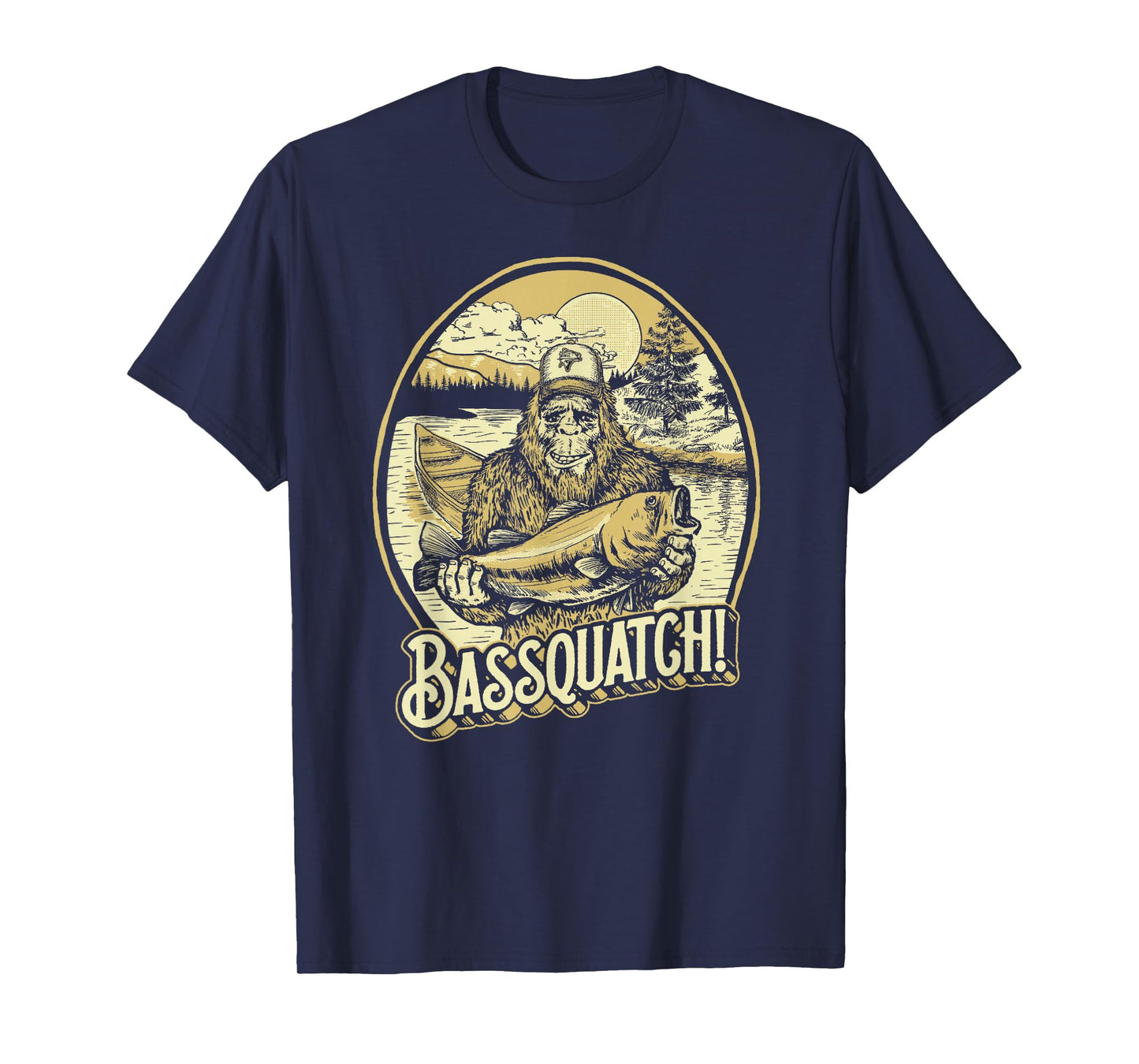 Bassquatch! Bass Fisherman Sasquatch Funny Bigfoot Fishing T-Shirt