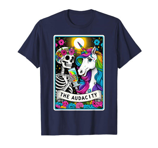 The Audacity Tarot Card Funny Unicorn Skeleton Girly Women T-Shirt