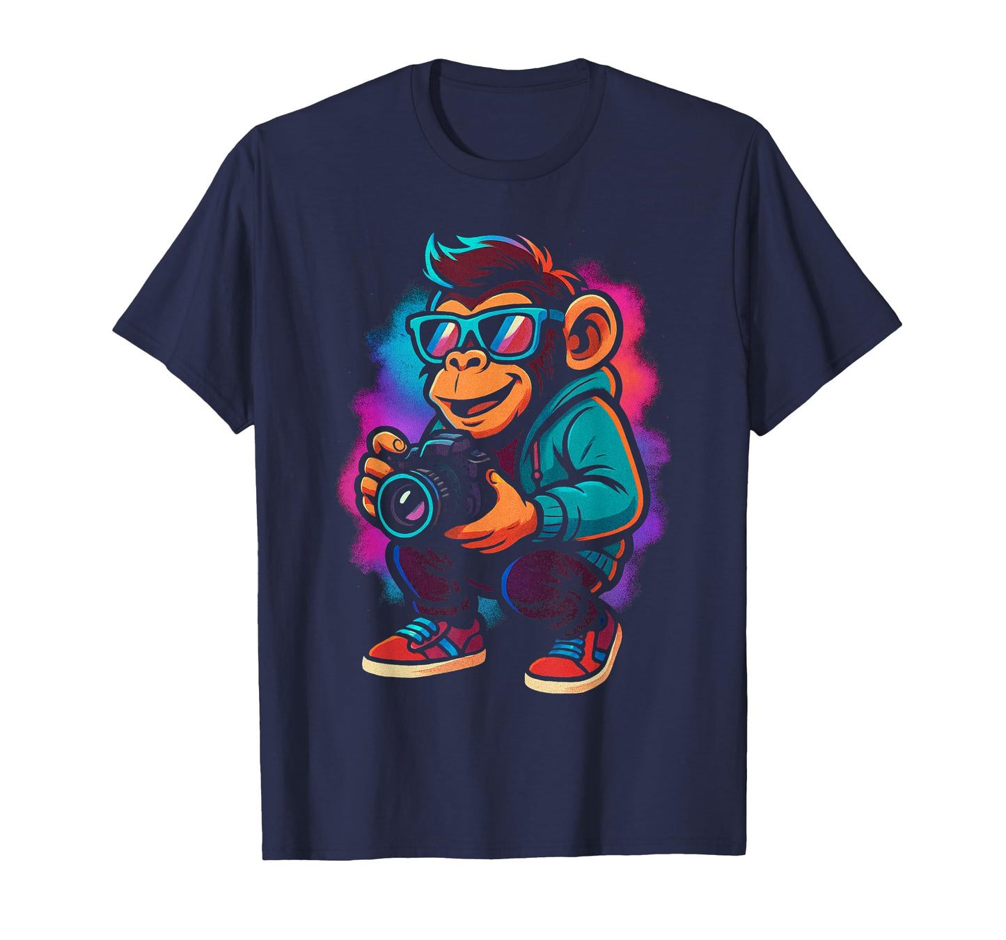 Funny Monkey Photographer Camera Animal Photography Lover T-Shirt