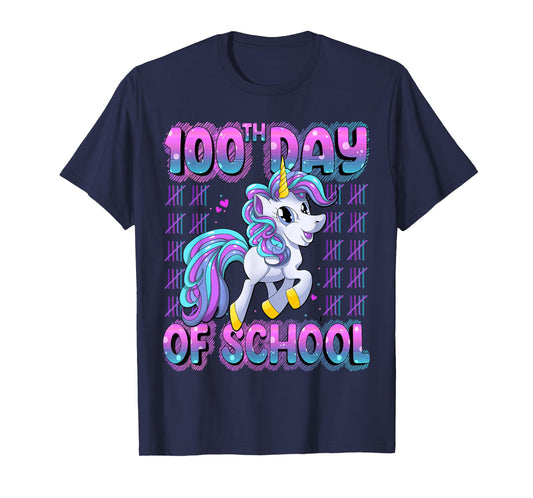 100 Days Of School Shirt Unicorn 100 Days Smarter 100th Day T-Shirt