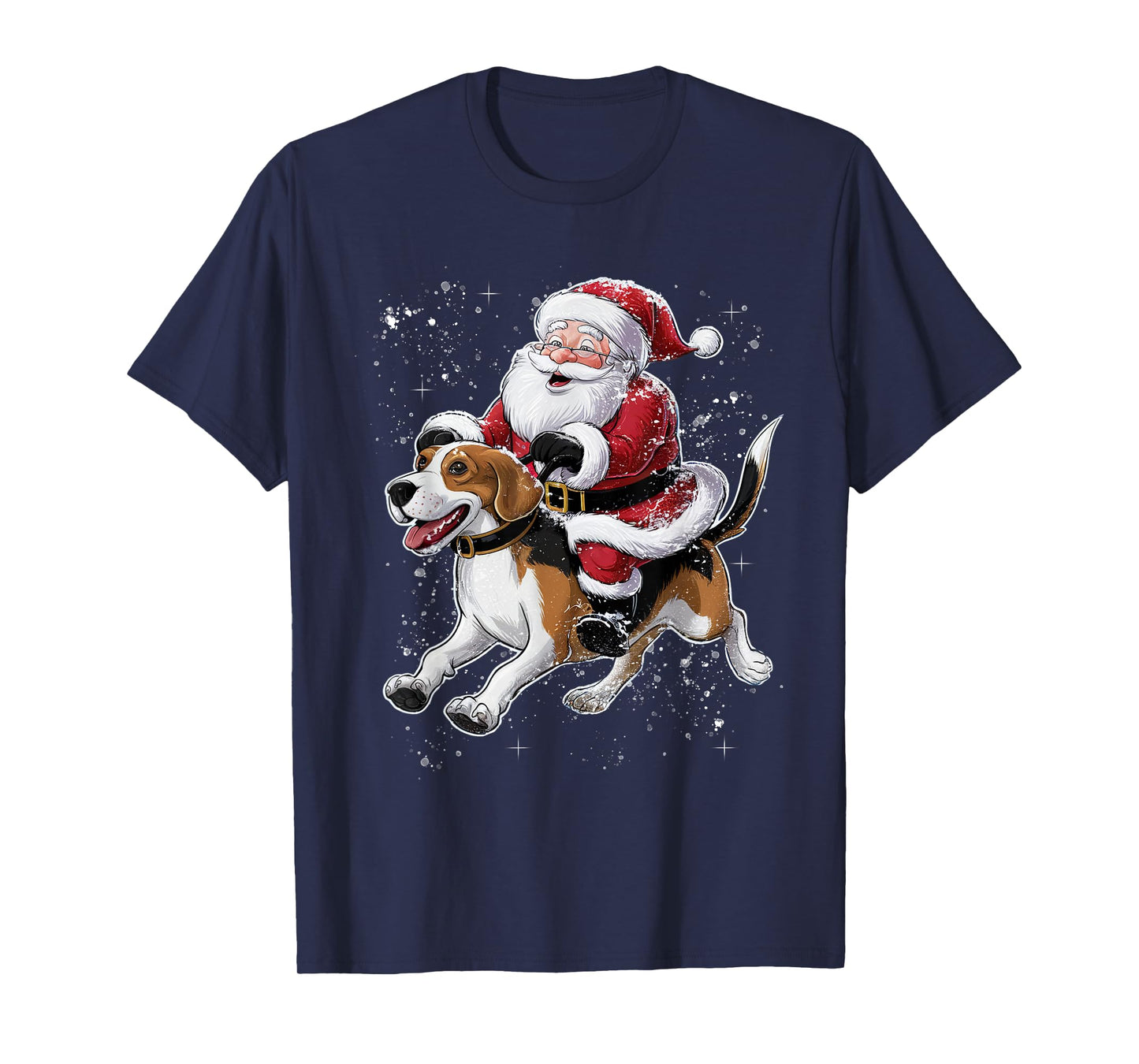 Funny Santa Claus Riding Beagle Dog Christmas T-Shirt for Men Women Kids