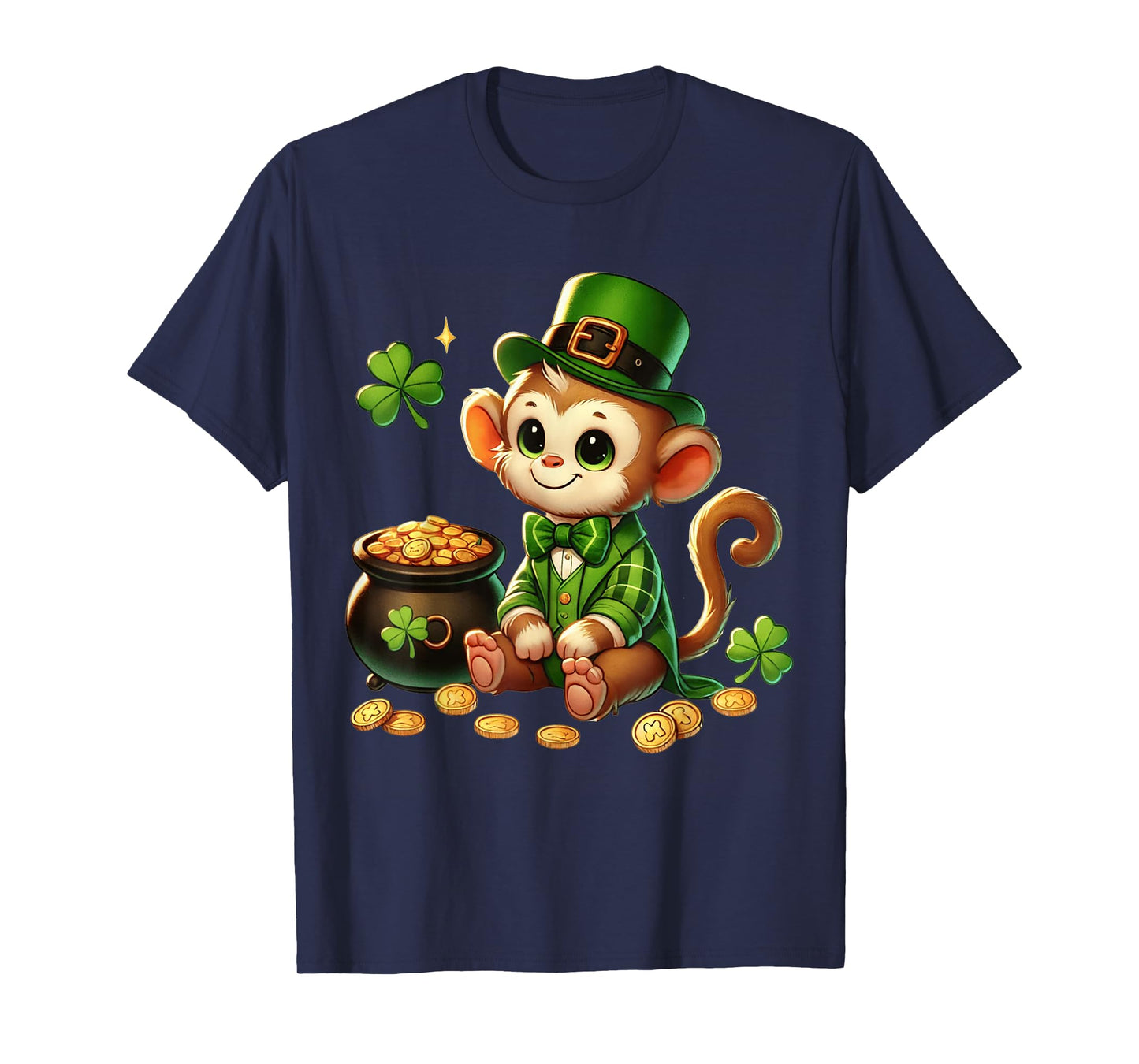 Cute Monkey Leprechaun St Patricks Day Boys Girls Party T-Shirt