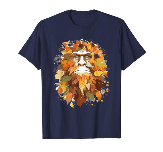 Bigfoot Fall Leaves Thanksgiving Day Sasquatch Autumn T-Shirt