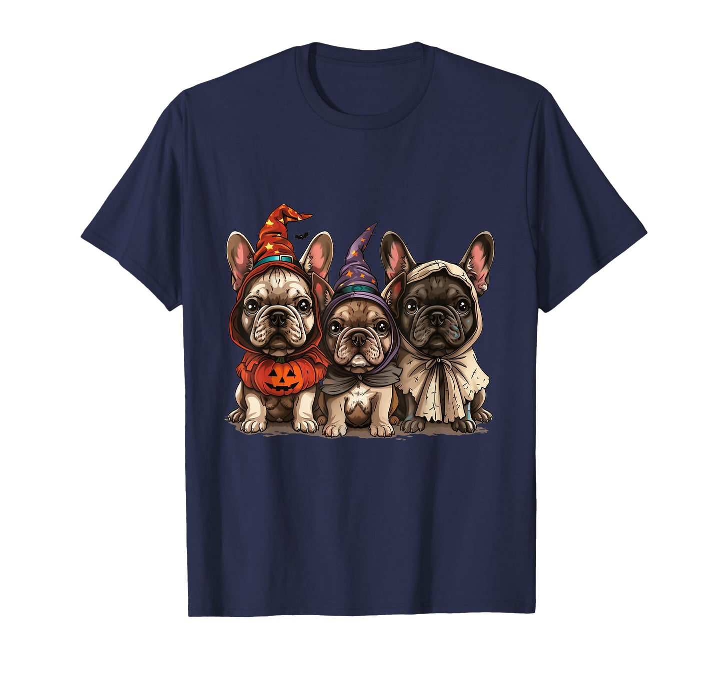 Cute French Bulldogs Halloween Pumpkin Frenchie Puppy Dogs T-Shirt