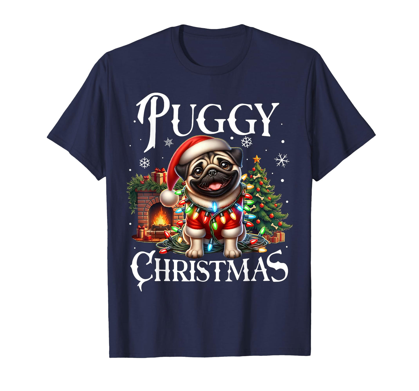 Puggy Christmas Pug Xmas Pug Santa Claus Pug T-Shirt