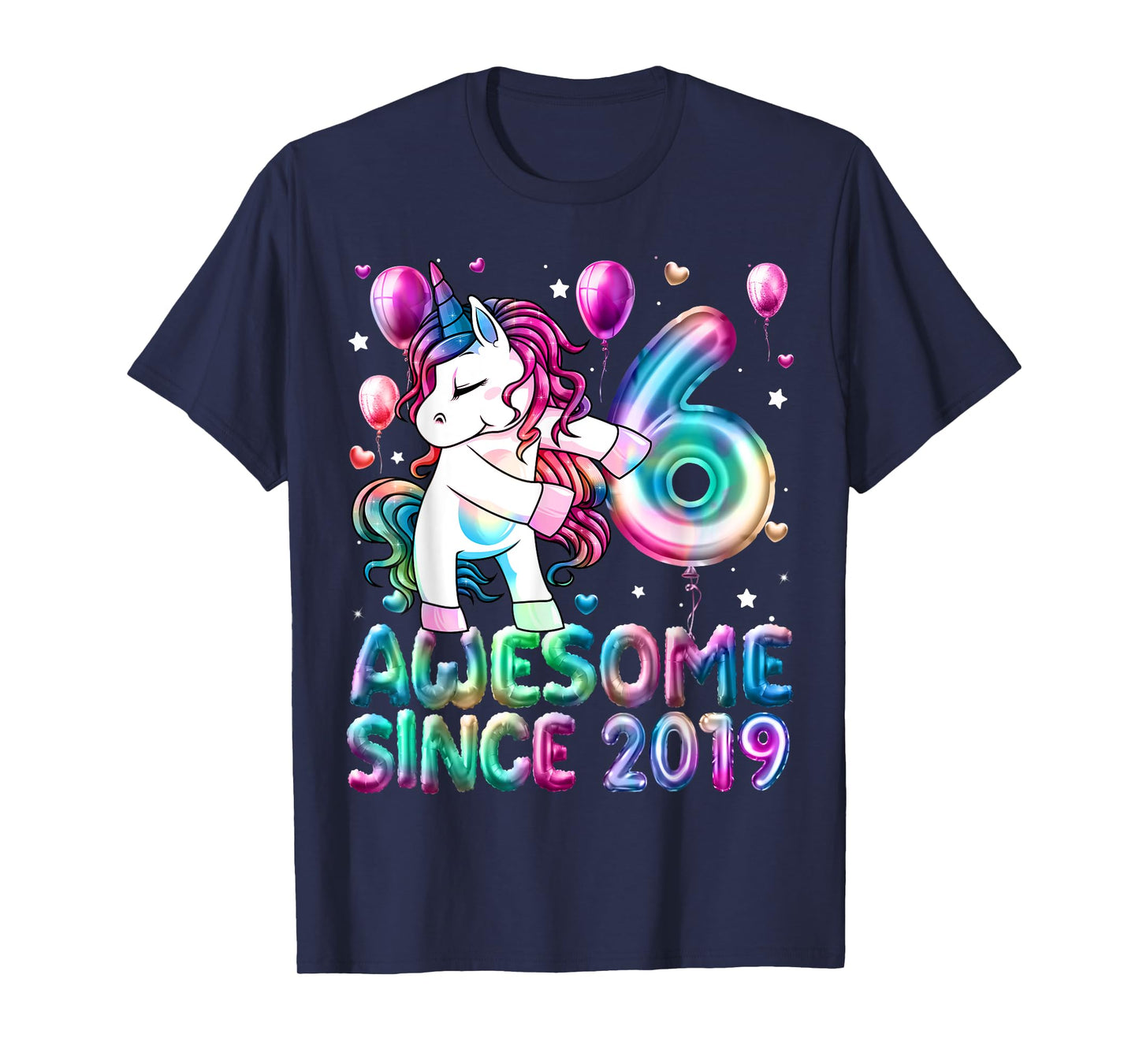 Flossing Unicorn 6 Year Old 6th Birthday Girl Unicorn Party T-Shirt