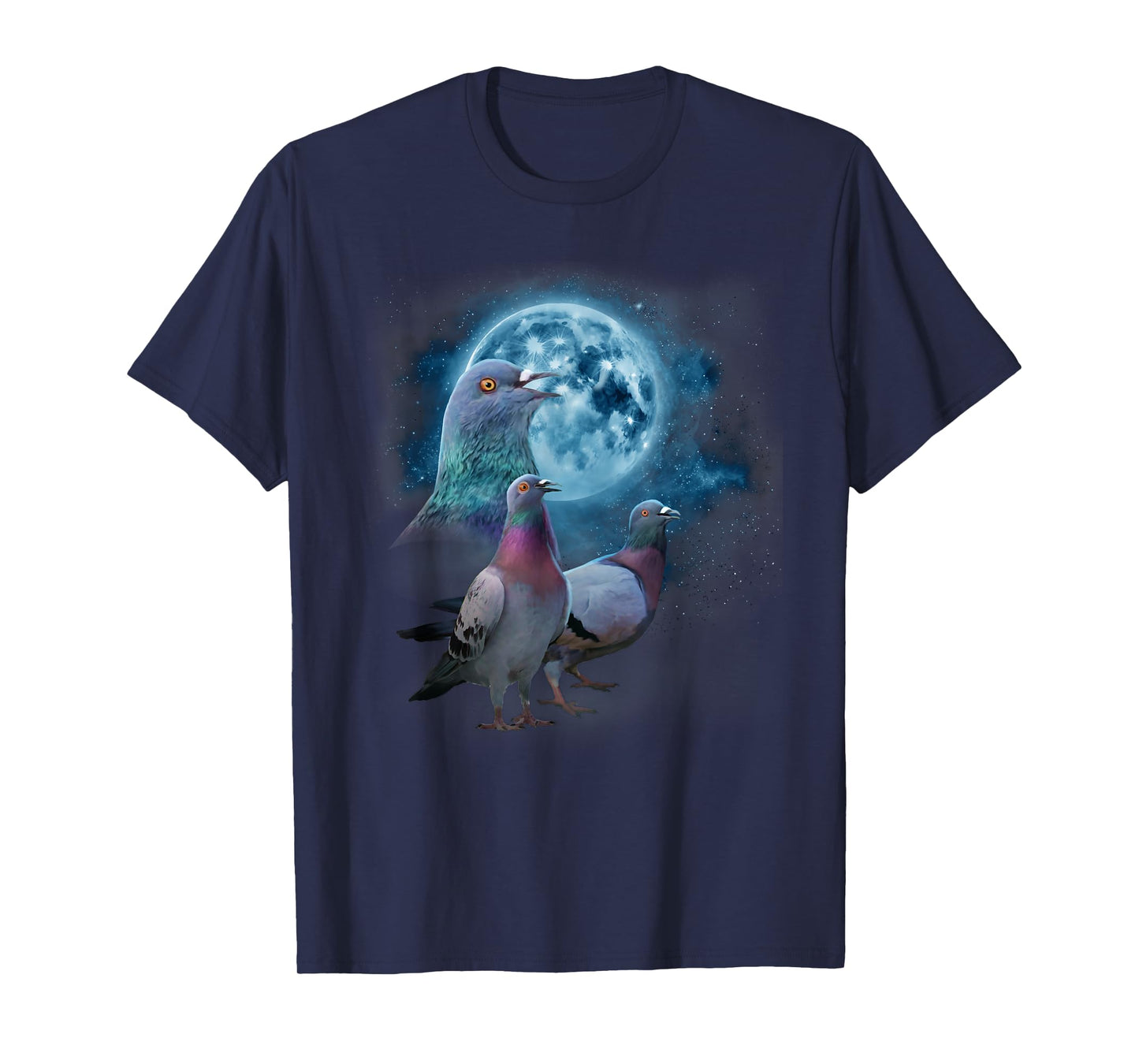 Funny Pigeon Shirt - Funny Pigeons Howling at the Moon T-Shirt
