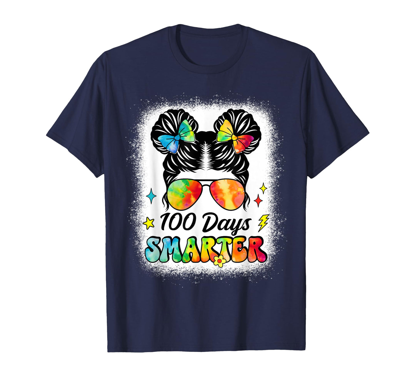 100 Days Smarter Messy Bun Girl 100th Day Of School Kids T-Shirt