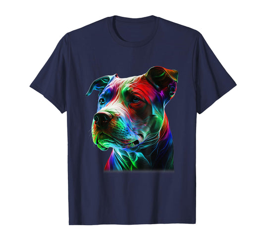 Colorful Pit-Bull Beauty Graphic Art Pitbull Dog Lover T-Shirt