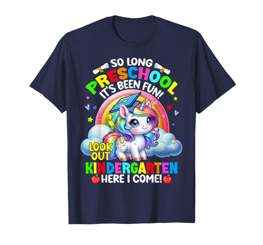 Preschool Graduation 2025 Unicorn Girl 1st Grade Here I Come T-Shirt