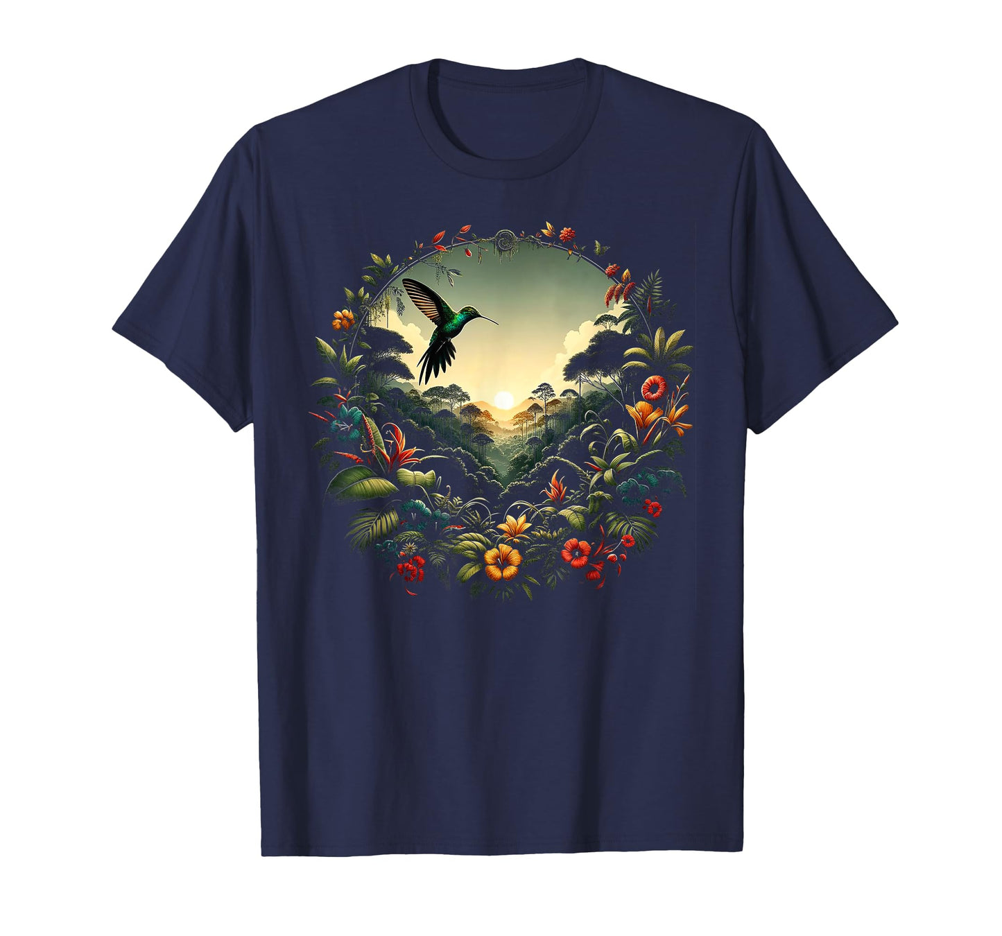 Hummingbird Beautiful Bird Watcher Floral Outfit T-Shirt