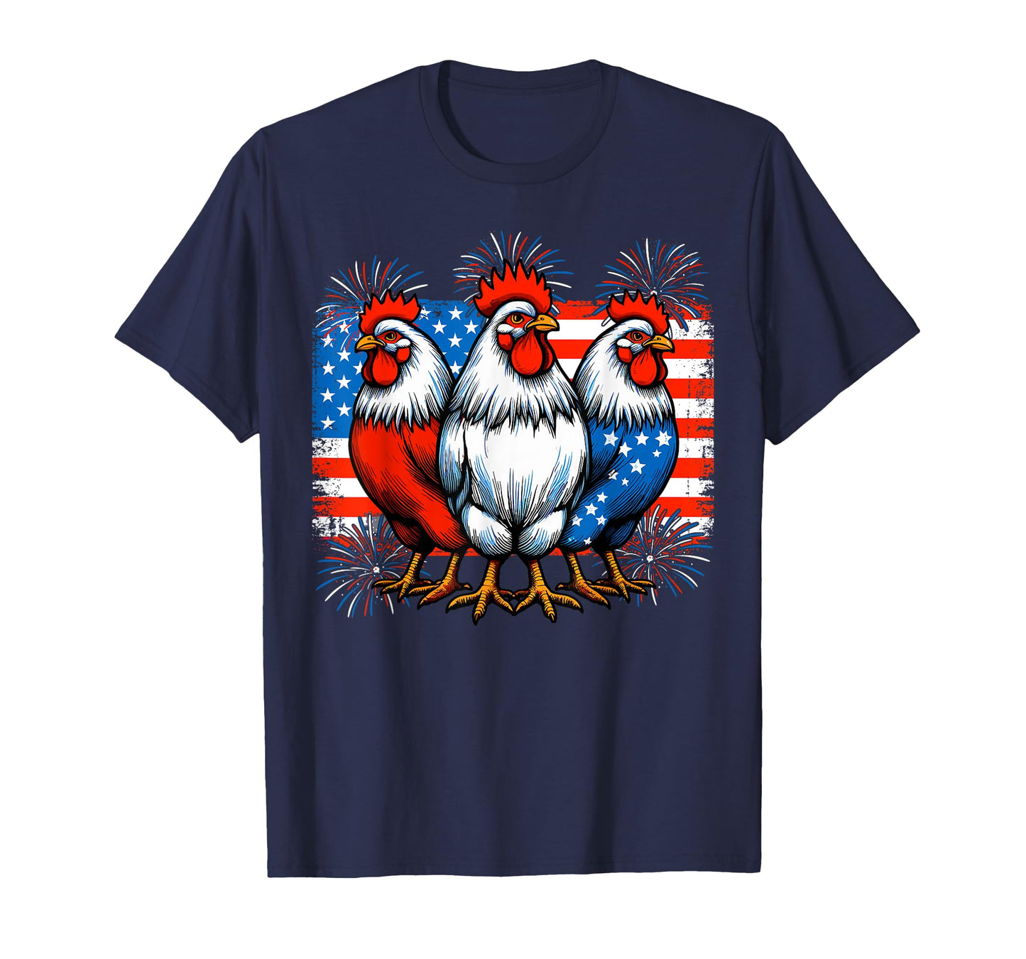 Funny 4th Of July Chickens Lover USA Flag Patriotic Chicken T-Shirt