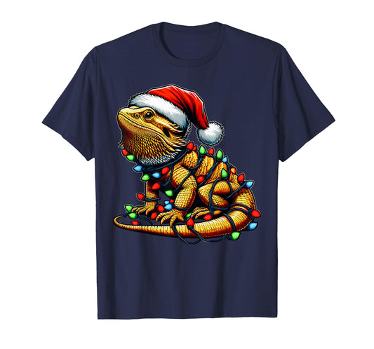Bearded Dragon Lizard Christmas Hat Xmas T-Shirt