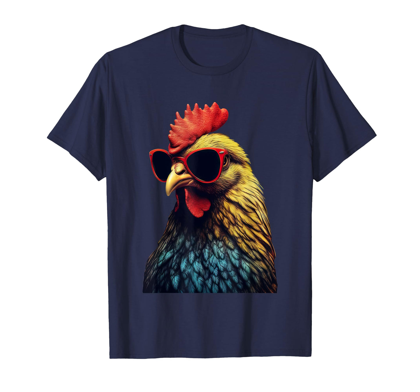 Funny Farm Cicken Animals gift Retro Vintage Chicken Cool Rooster Wearing Sunglasses Unisex-Kids T-Shirt