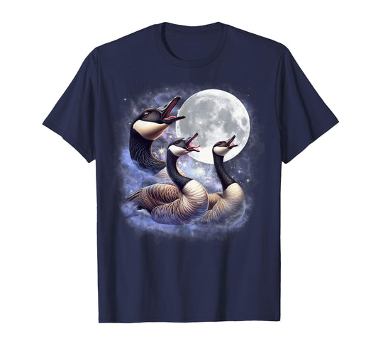 Three Geese Moon Funny Goose Howling Wolfs Moon Parody T-Shirt