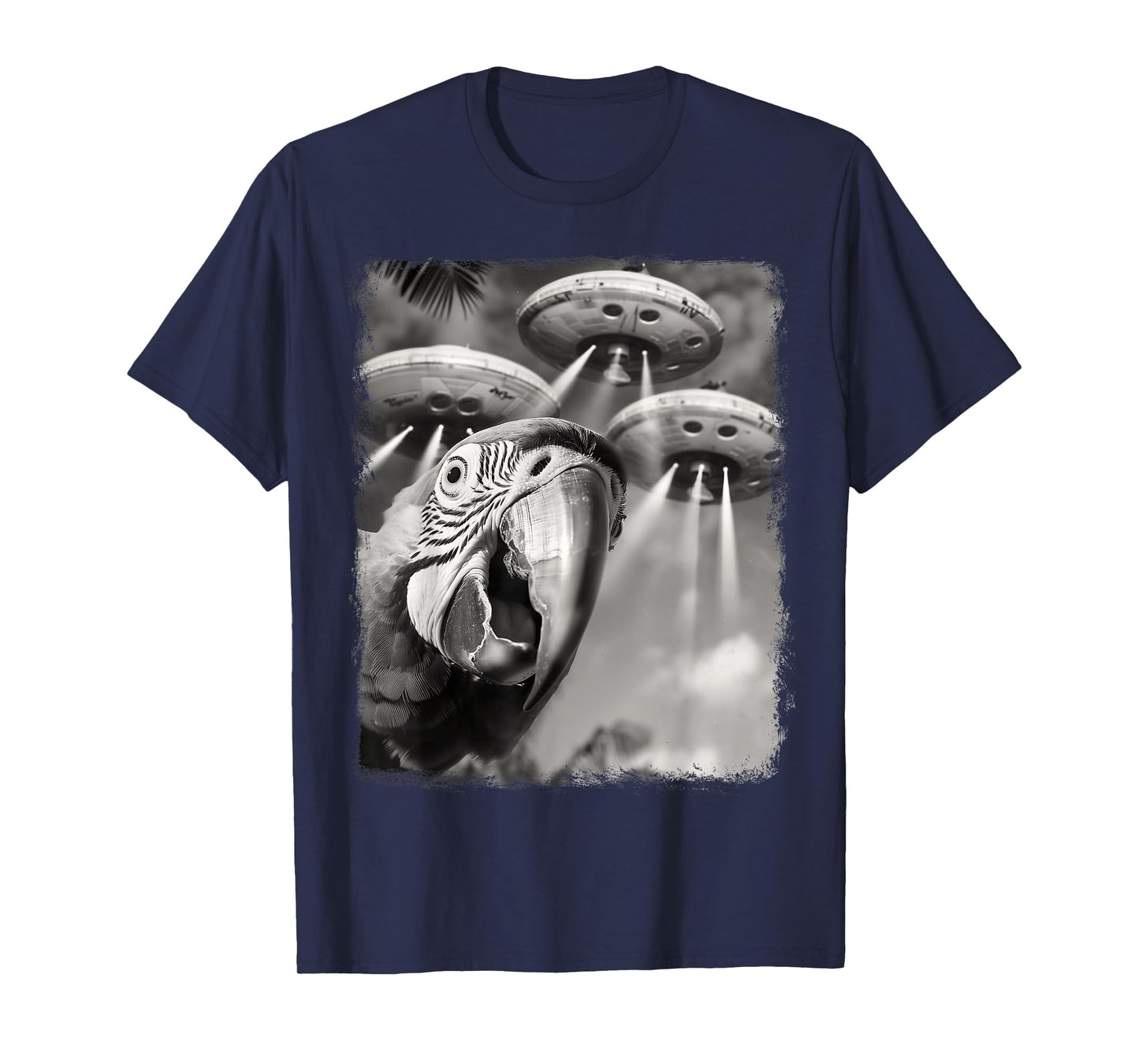 Macaw Parrot Bird UFO Alien Extraterrestrial Selfie T-Shirt