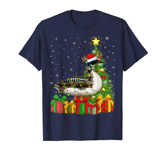 Loon Lighting Xmas Tree Santa Hat Loon Christmas T-Shirt