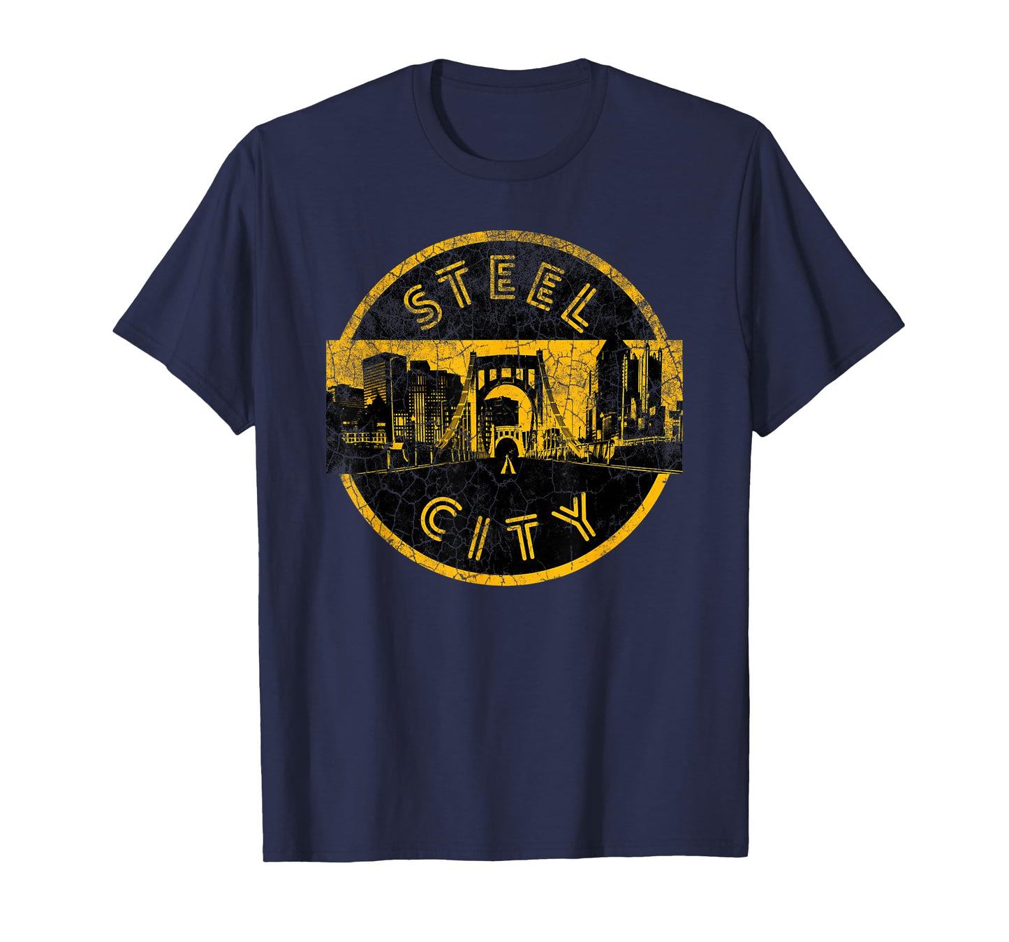 Pittsburgh Steel City Retro Skyline Bridge Vintage T-Shirt