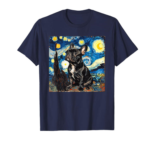 French Bulldog Dog Van Gogh Style Starry Night T-Shirt