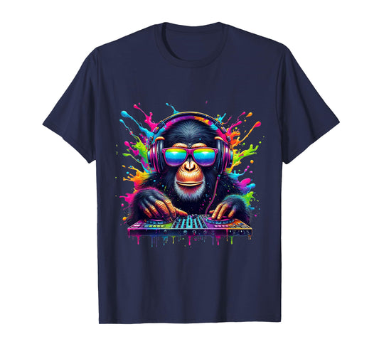 Neon DJ Monkey Rave EDM Festival Party Monkey T-Shirt