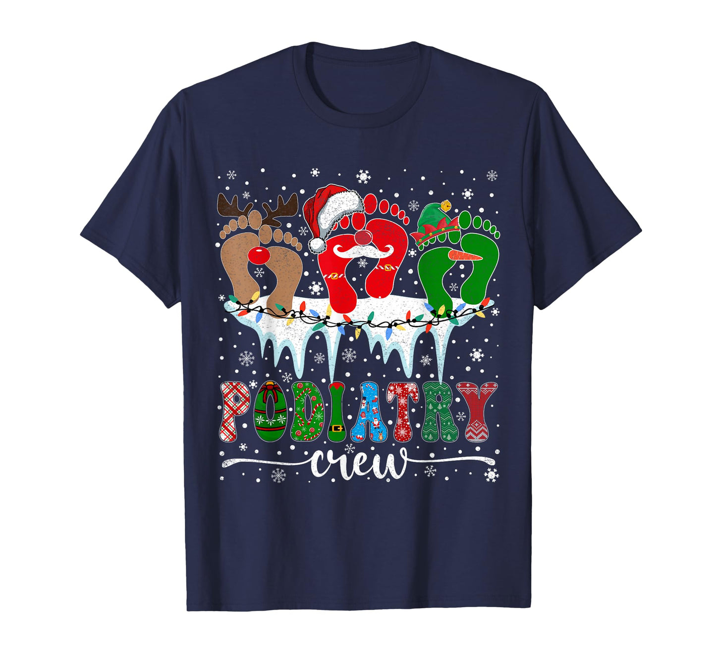 Christmas Footprint Doctor Podiatrist Podiatry Crew Xmas T-Shirt