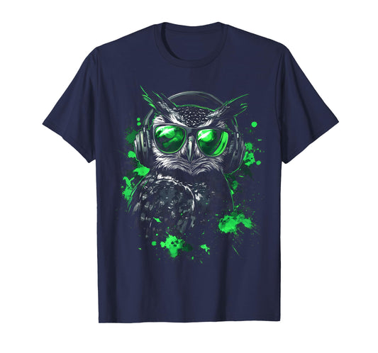 Cool Pop Art Graphic Music Techno Festival DJ Funny Owl T-Shirt