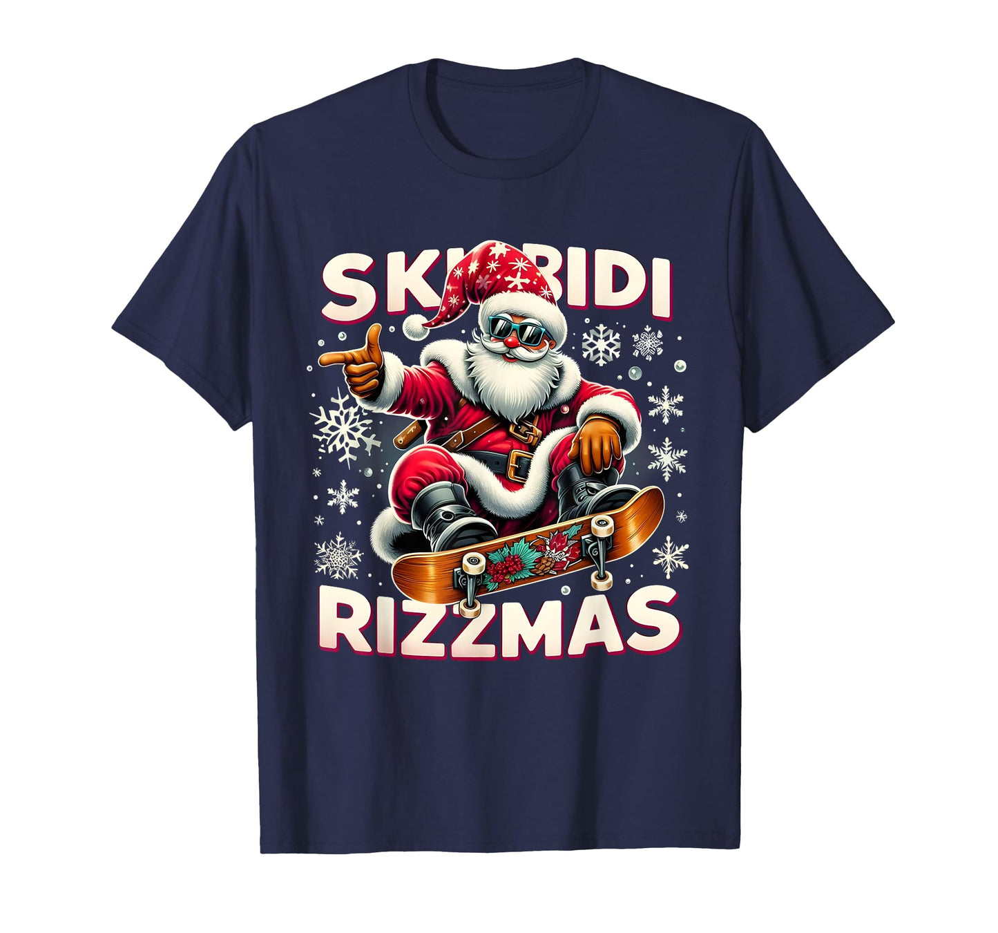 Skibidi Rizzmas Skater Santa Xmas Skibidi Rizzmas Holiday T-Shirt