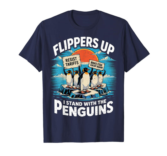 Funny Resist Penguins Protest Against Tariffs T-Shirt
