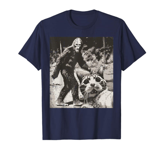 Sasquatch Cat Selfie Funny Bigfoot Kitten Meme Women Men Kid T-Shirt