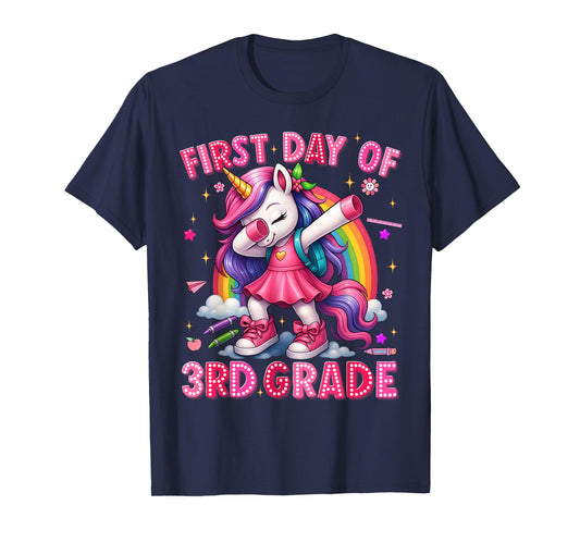 First Day Of 3rd Grade Unicorn Back To School Girls Outfits T-Shirt