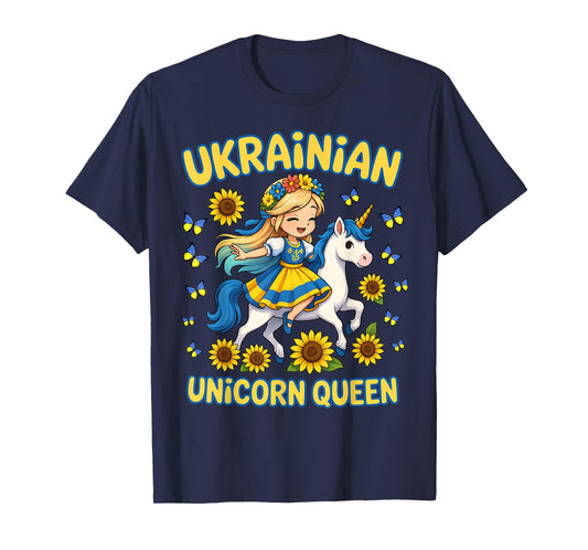 Ukrainian Unicorn Queen Girl Sunflower Pride Souvenier kids T-Shirt