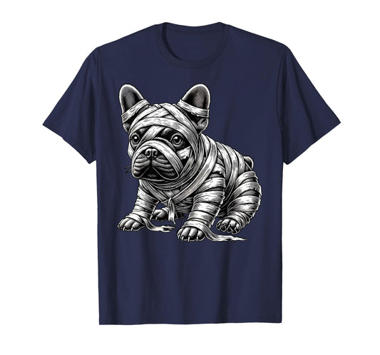 Halloween Bulldog Frenchie Mummy Costume Dog Puppy Men Women Kids T-Shirt