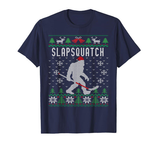 Slapsquatch | Christmas Hockey Sasquatch | Bigfoot T-Shirt