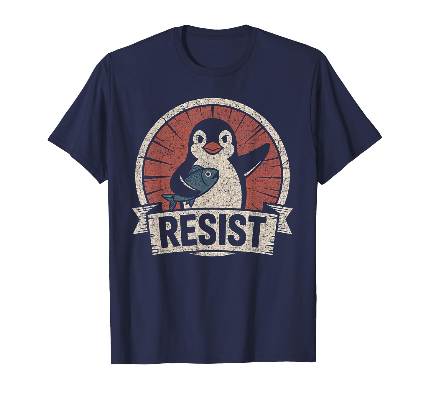 Resist Penguin Activism Vintage Graphic Design T-Shirt