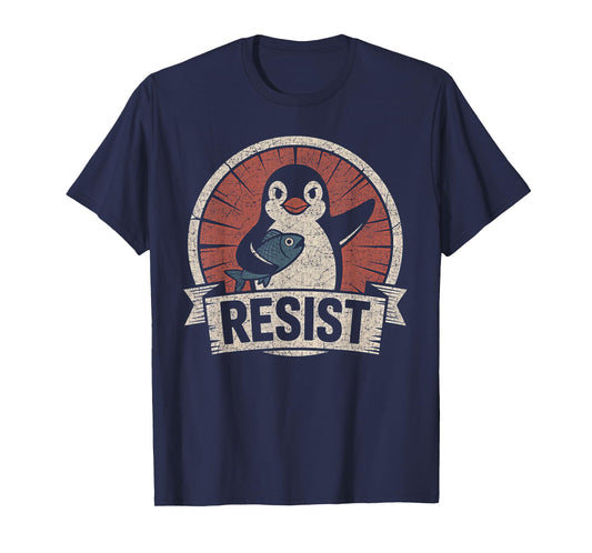 Resist Penguin Activism Vintage Graphic Design T-Shirt