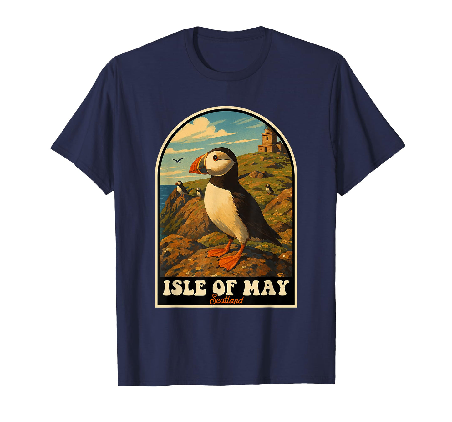 Isle of May Scotland Puffin Coastal Wildlife Art T-Shirt