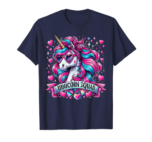 Unicorn Squad Unicorn with leopard Bandana T-Shirt