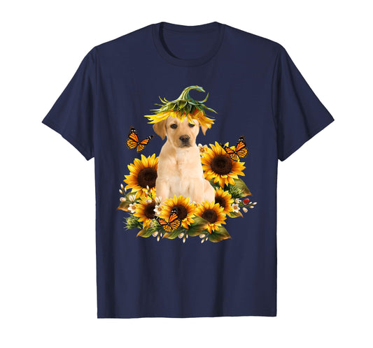 Labrador Sunflower Butterfly Cute Dog Lover Gifts Men Women Kids T-Shirt