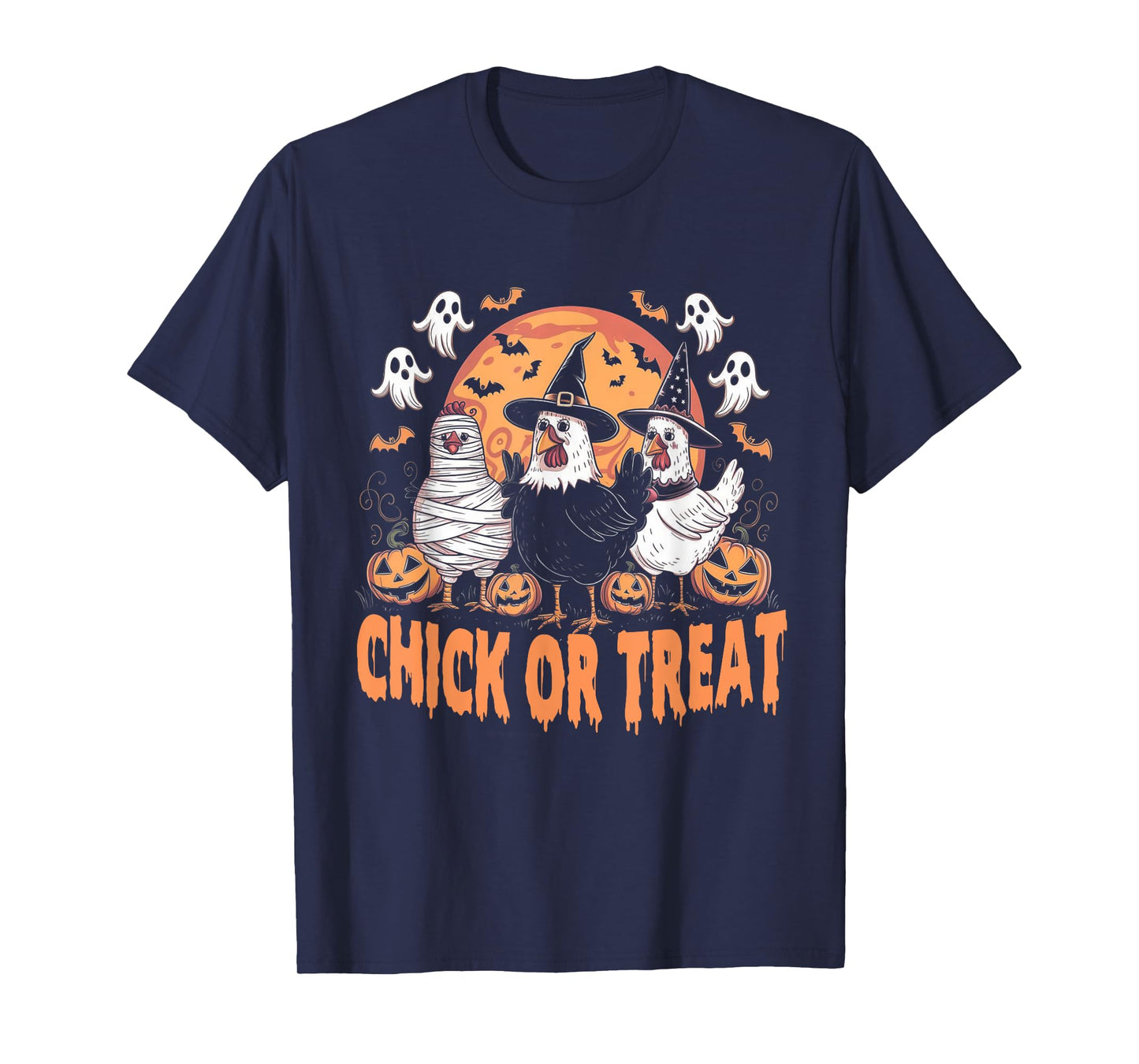 Halloween Spooky Chicken Autumn Chick or Treat Pumpkin Witch T-Shirt