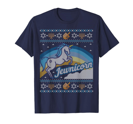 Funny Ugly Hanukkah Sweater Shirt Unicorn Jewnicorn T-Shirt