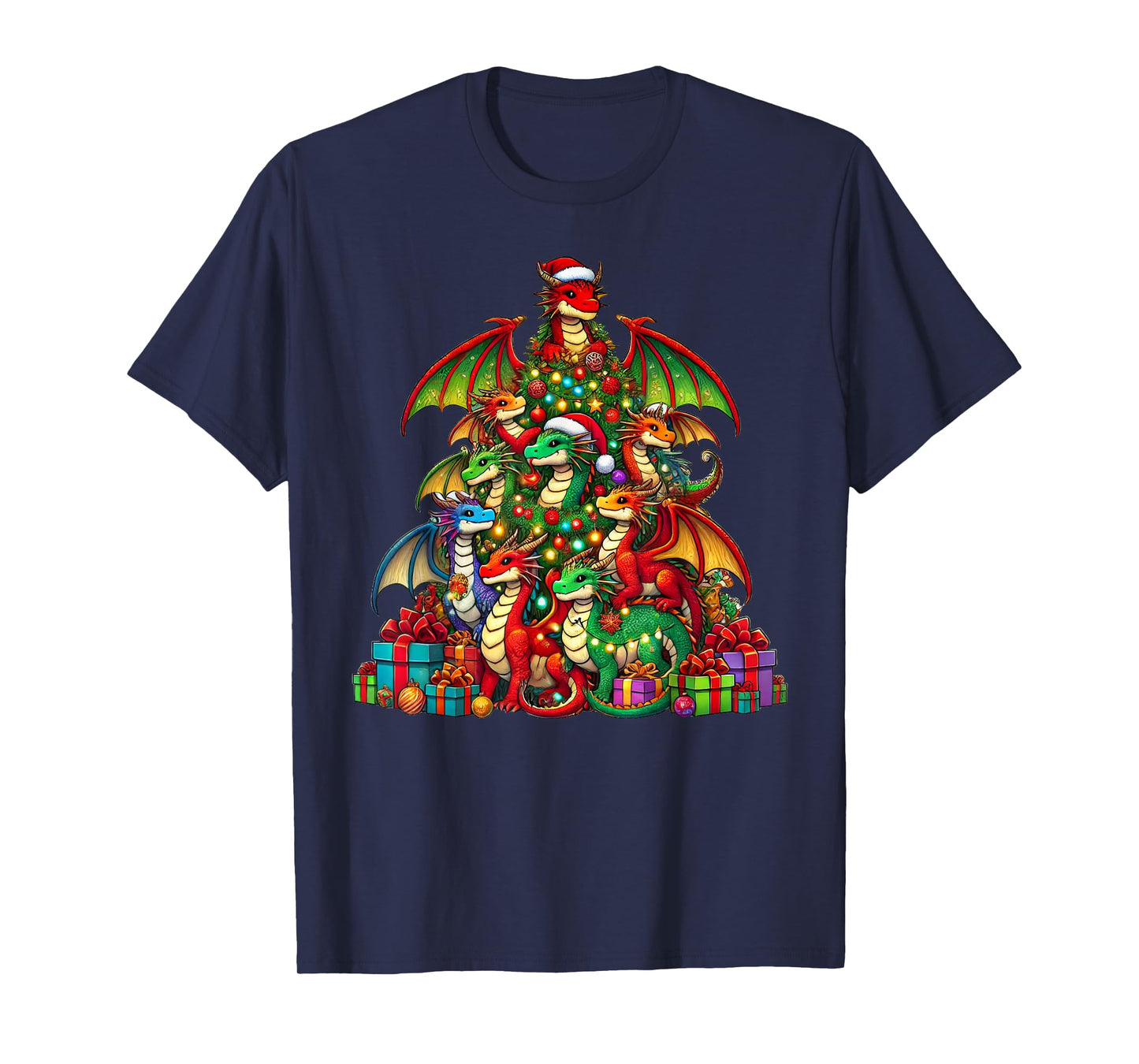 Dragon Christmas Tree Funny Dragon Xmas T-Shirt