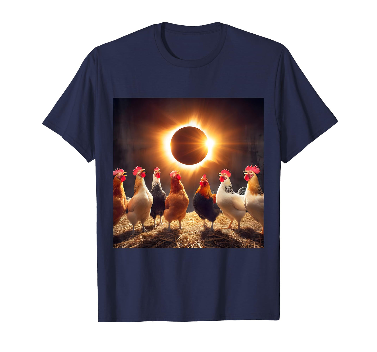 Chicken And The Total Solar Sun Eclipse 8.04.24 2024 Chicken T-Shirt