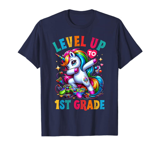 Unicorn video games back to School 1st grade Girls Level up T-Shirt